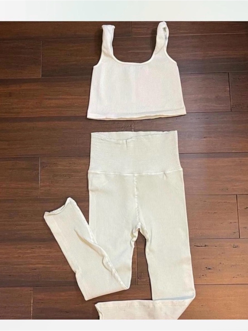 Free People Ribbed light blue Two-Piece Crop Tank & High-Waist Leggings Set